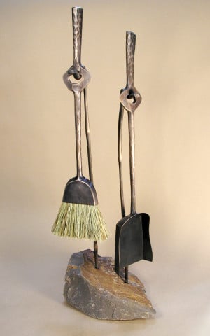 Blacksmith, Forged, Custom, Design, Daniel Hopper Design, Bronze, Fireplace, Tools, Brush, Shovel