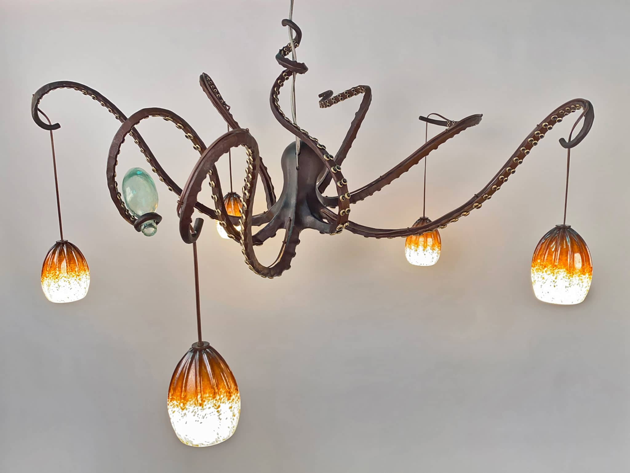 octopus chandelier with bottle | Daniel Hopper Design : a modern blacksmith